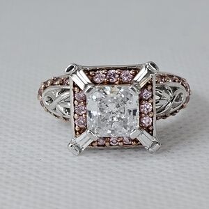Beautiful Victoria Wieck Diamond & Pink Sapphire Simulant Sterling Silver Size 7